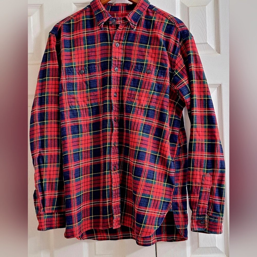 Polo Ralph Lauren Multicolor Red Blue Green Flannel Plaid Button-Down Shirt XL